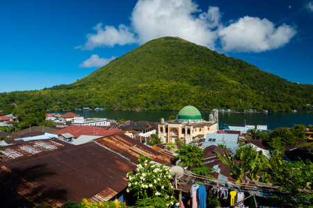 Hatta-Syahrir Mosque and Banda Neira townの写真素材