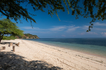 Blue sky and clear water at a beach in East Timorの写真素材