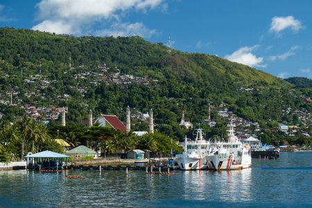 Port infrastructure in Ambon, Maluku Islands, Indonesiaの写真素材