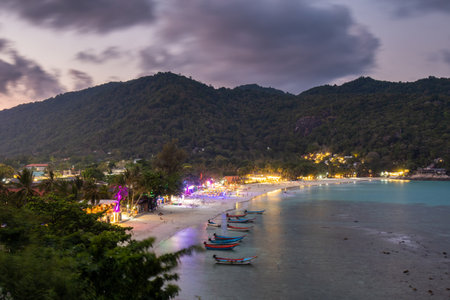 Sunrise (Haad Rin) Beach, site of the Full Moon Partiesの写真素材