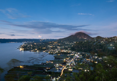Sunrise over Kintamani with Gunung Batur, Baliの写真素材