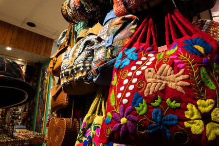 Bags at Taipei street market in Taiwanの写真素材