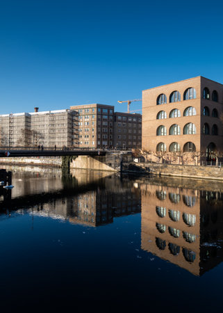 Buildings on the River Spree in Berlinの写真素材