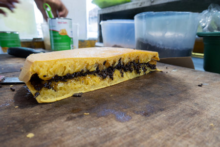 Making Terang Bulan (Martabak Mani), a Southeast Asian dessertの写真素材