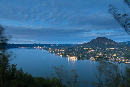 Sunrise over Kintamani with Gunung Batur, Baliの写真素材
