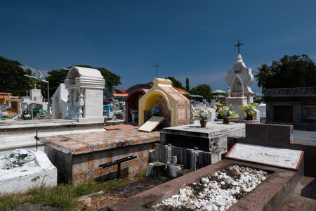 Gravestones at Santa Cruz Cemetery, Dili, East Timorの写真素材