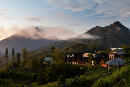 Hotels in Kintamani with Mount Abang and Agungの写真素材