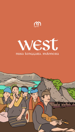 Indonesia Nusa Tenggara design layout idea for social media or event backgroundのイラスト素材
