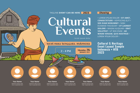 Indonesia Nusa Tenggara design layout idea for social media or event backgroundのイラスト素材