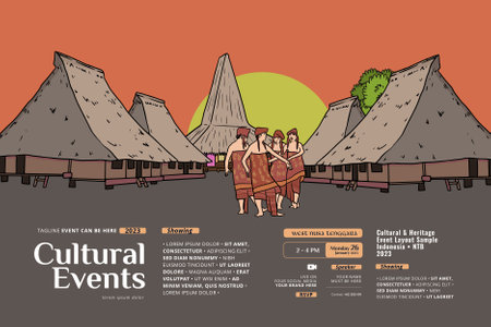 Indonesia Nusa Tenggara design layout idea for social media or event backgroundのイラスト素材