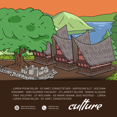 Batak North Sumatera Indonesia Culture Illustration design ideaのイラスト素材