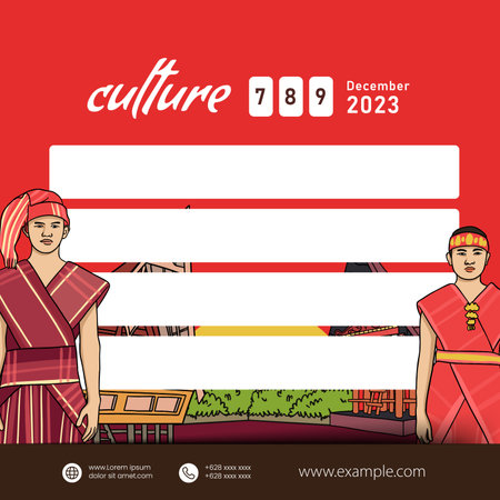 Vintage Indonesia Bataknese design layout idea for social media or event posterのイラスト素材
