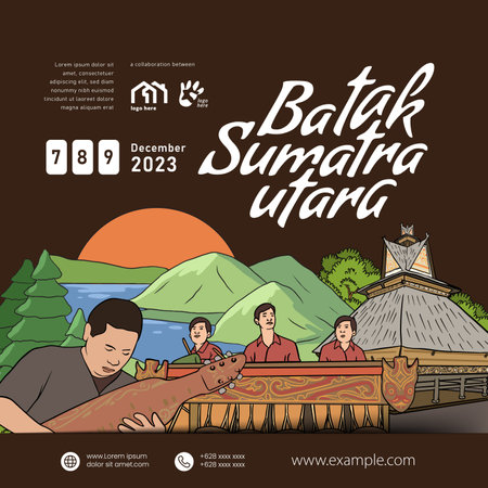 Batak North Sumatera Indonesia Culture Illustration design ideaのイラスト素材