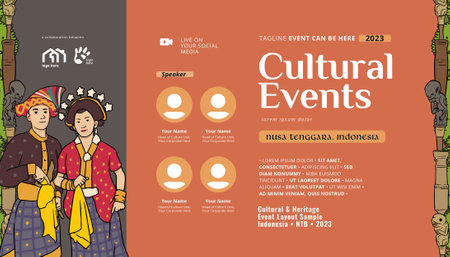 Vintage Indonesia West Nusa Tenggara design layout idea for social media or event posterのイラスト素材