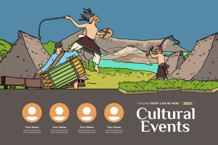 Indonesia Nusa Tenggara design layout idea for social media or event backgroundのイラスト素材