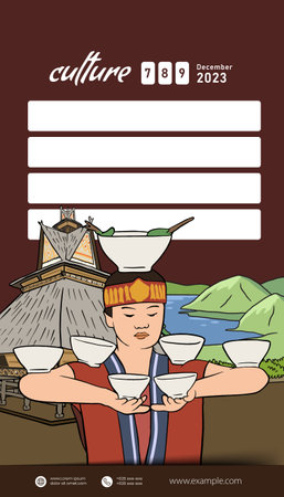 Vintage Indonesia Bataknese design layout idea for social media or event posterのイラスト素材