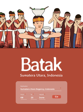 Batak North Sumatera Indonesia Culture Illustration design ideaのイラスト素材