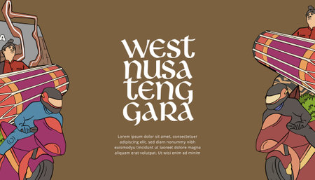 Vintage Indonesia West Nusa Tenggara design layout idea for social media or event posterのイラスト素材