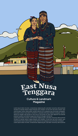 Social Media Post Idea Template with Indonesian illustration of East Nusa Tenggaraのイラスト素材