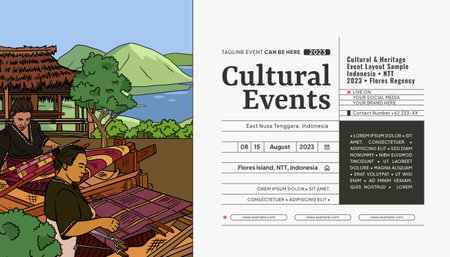 Creative Cultural design layout template background with Indonesian illustration of East Nusa Tenggaraのイラスト素材
