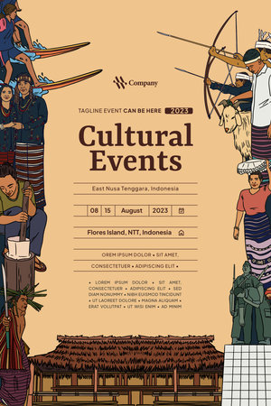 Vintage Indonesia West Nusa Tenggara design layout idea for social media or event posterのイラスト素材
