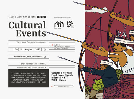 Cultural Event design layout template background with Indonesian illustration of Nusa Tenggaraのイラスト素材