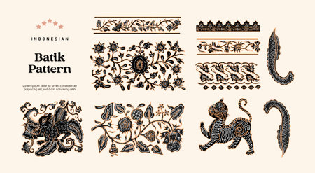 Isolated javanese Batik pattern illustrationのイラスト素材