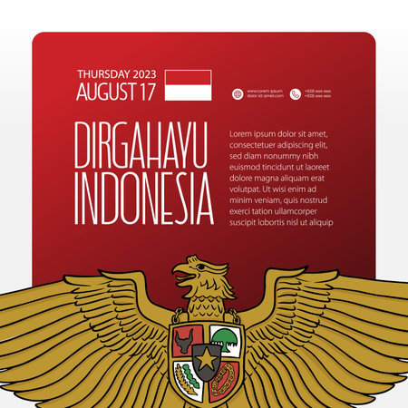 Selamat hari kemerdekaan Indonesia. translation happy indonesian independence day illustration social media postのイラスト素材