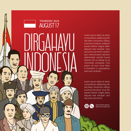 Happy indonesian independence day handdrawn illustration backgroundのイラスト素材