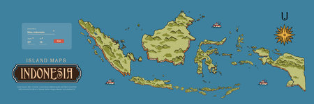 Isolated Indonesia islands map handdrawn illustrationのイラスト素材