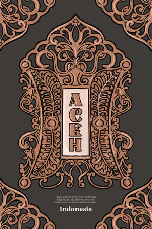 Indonesian culture Pintu Aceh Architecture door design pattern illustrationのイラスト素材