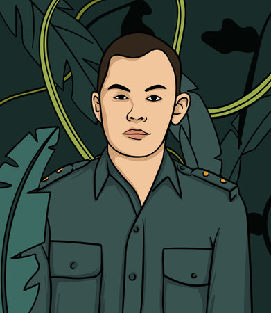 Pierre Tendean hero portrait illustration. Happy Indonesian National Heroes dayのイラスト素材