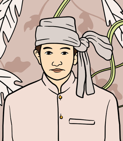 Central Sulawesi hero portrait illustration. Happy Indonesian National Heroes dayのイラスト素材