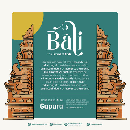 Gapura Indonesia balinese culture layout idea for poster design illustrationのイラスト素材