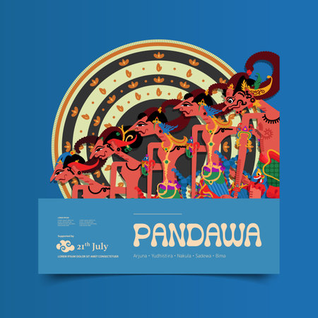 Pandawa wayang shadow puppetry design illustration flat design ideaのイラスト素材