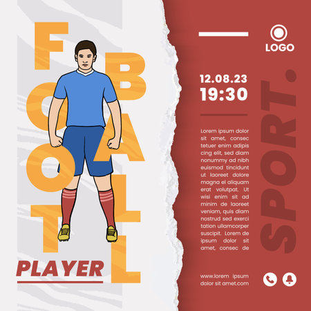 Indonesian Football player hand drawn illustration for social media postのイラスト素材