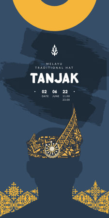indonesis traditional hat hand drawn illustration called tanjak melayunese hat design inspirationのイラスト素材