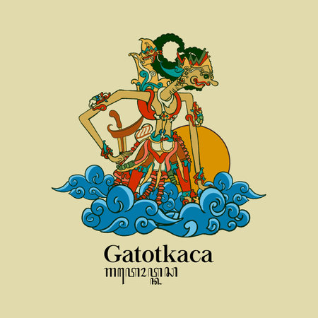 Javanese Puppet Illustration. Hand drawn Indonesian cultures backgroundのイラスト素材