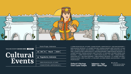 Kulon Progo Yogyakarta culture design layout idea for social media or event backgroundのイラスト素材