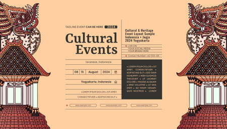 Javanese Wayang design layout idea for social media or event backgroundのイラスト素材