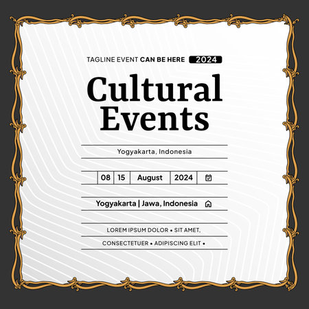 Cultural Event design layout template background with wayang kayon gunungan illustrationのイラスト素材