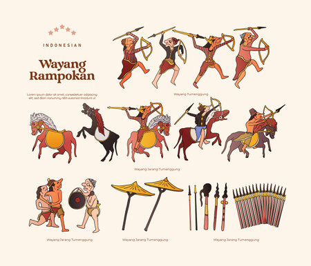 Isolated Wayang Rampokan Illustration Indonesia shadow puppet cultureのイラスト素材