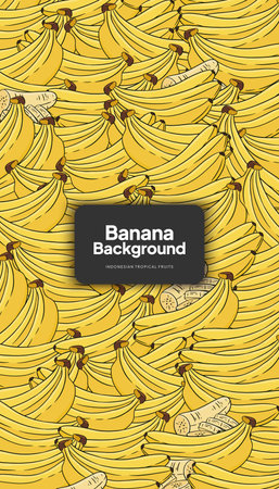 Banana background illustration, tropical fruit design background for social media postのイラスト素材
