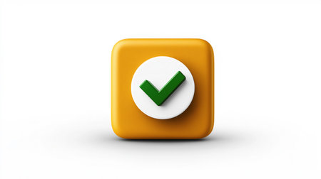 Rounded square with green check represents approval completion and success perfect for app design task managers quality assurance and digital product branding assetsの素材