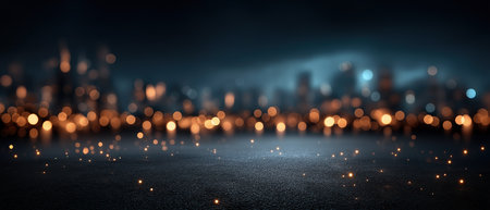 Warm orange and cool blue bokeh dots over textured surface deliver cinematic urban mood perfect for web headers music visuals and premium promotional graphicsの素材