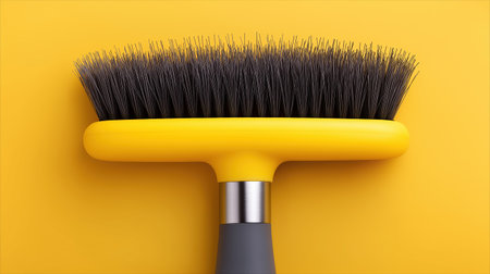 Modern bristle brush on bold background symbolizes home cleaning services facility maintenance and hygiene campaigns suitable for retail ads and service brandingの素材
