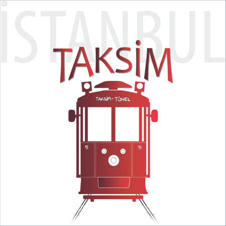 Taksim-Tunel on Istiklal Street in Istanbul, graphic vector illustrationのイラスト素材