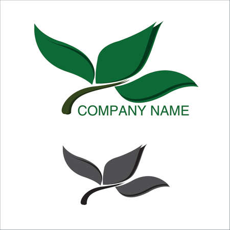 Three green leaf isolated on white (logo)のイラスト素材