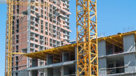 Industrial site with technological equipment. Construction equipment for the construction of...