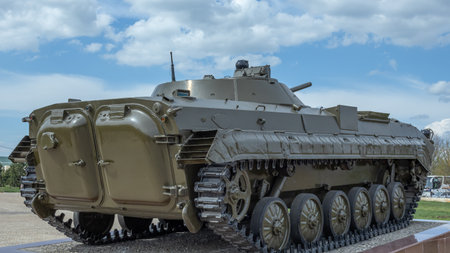 A Russian tracked infantry fighting vehicle for transporting personnel. A Soviet armored combat...
